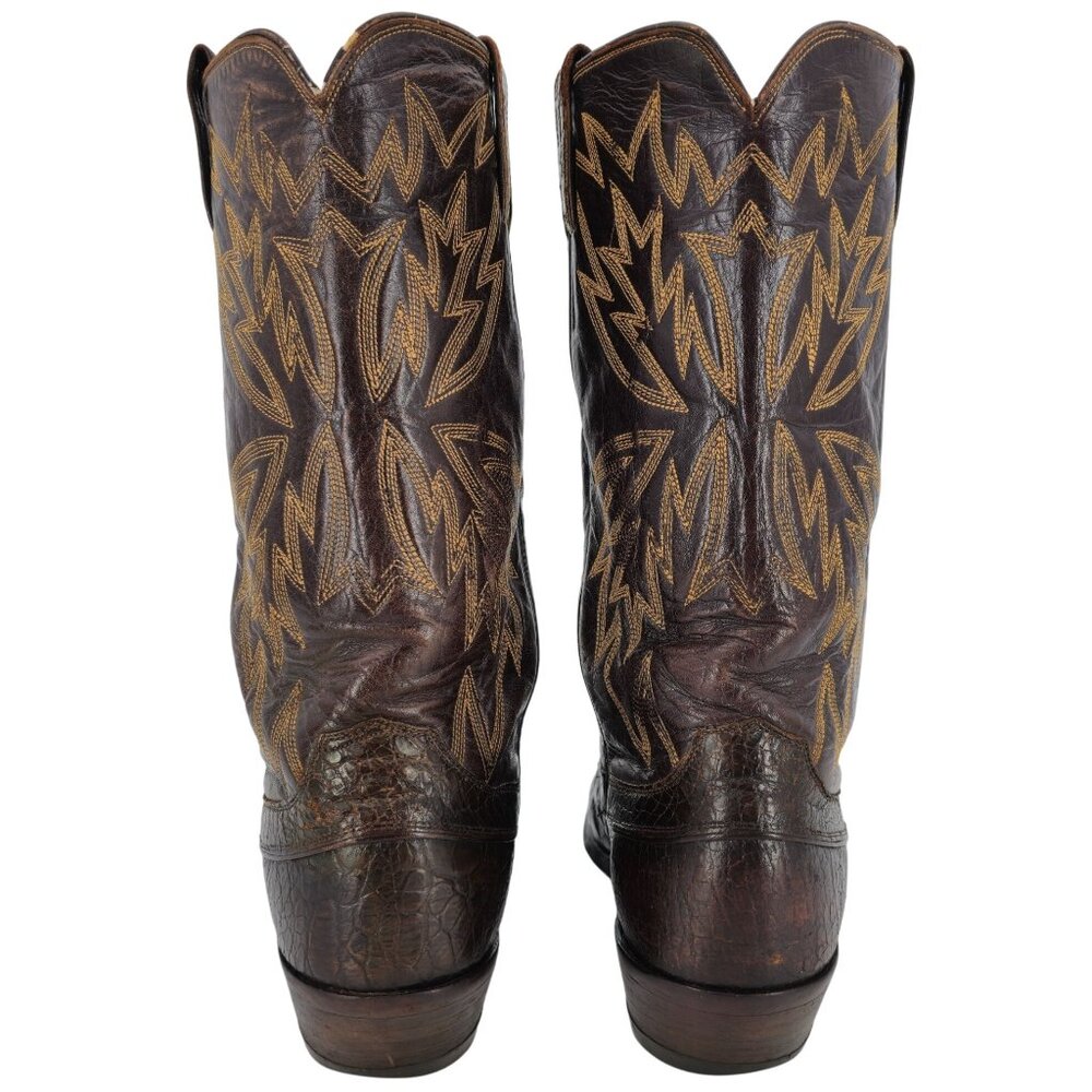 Vintage Preban Sea Turtle Exotic Justin Cowboy Boots Mens 8.5 Brown Western 9020 - Picture 4 of 14